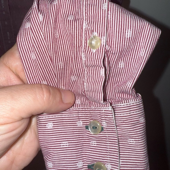 Tommy Hilfiger Stretch Size XS Pink Polka Dot Long Sleeve Fitted Dress Shirt - Picture 2 of 12